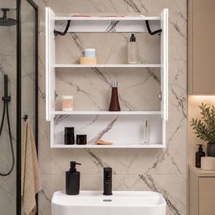 BRILAGI - Armadietto da bagno con specchio e retroilluminazione LED TRABIA DOUBLE 60x70 cm