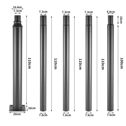 Brilagi - Asta metallica per palo di illuminazione esterna URBAN 5 m, diam. 58 mm, antracite