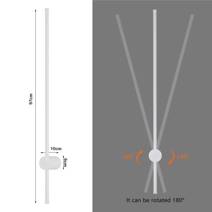 Brilagi - Applique LED da esterno AURA LED/20W/230V 3000K IP54 97 cm bianco CRI 90