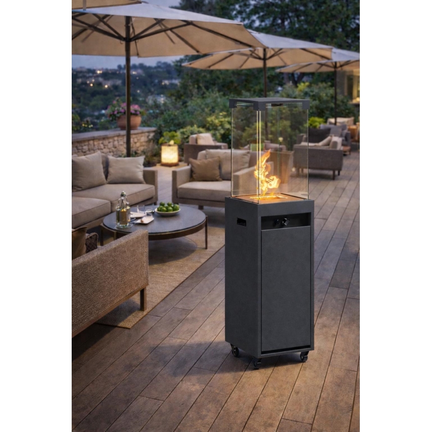 Brilagi - Camino a gas per esterni FLARO GAS 142x36 cm 8 kW 1xAAA antracite + copertura protettiva