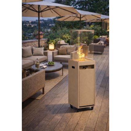 Brilagi - Camino a gas da esterno FLARO GAS 142x36 cm 8kW 1xAAA beige + copertura protettiva