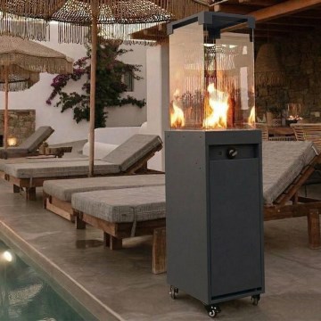 Brilagi - Camino a gas da esterno FLARO GAS 142x36 cm 8kW 1xAAA nero + copertura protettiva