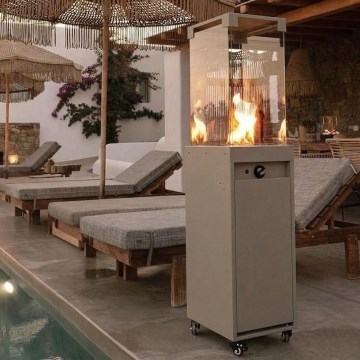 Brilagi - Camino a gas per esterni FLARO GAS 142x36 cm 8kW 1xAAA grigio + copertura protettiva