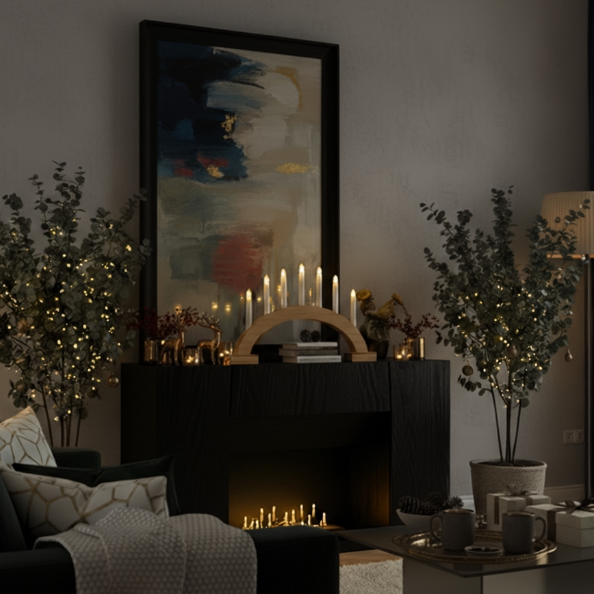 BRILAGI - Candeliere natalizio a LED 7xLED/2xAA beige/bianco