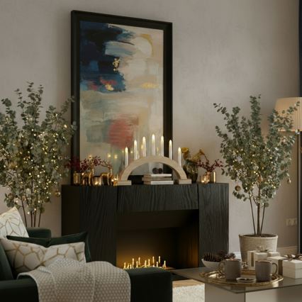 BRILAGI - Candeliere natalizio a LED 7xLED/2xAA beige/bianco