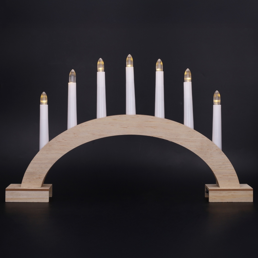 BRILAGI - Candeliere natalizio a LED 7xLED/2xAA beige/bianco
