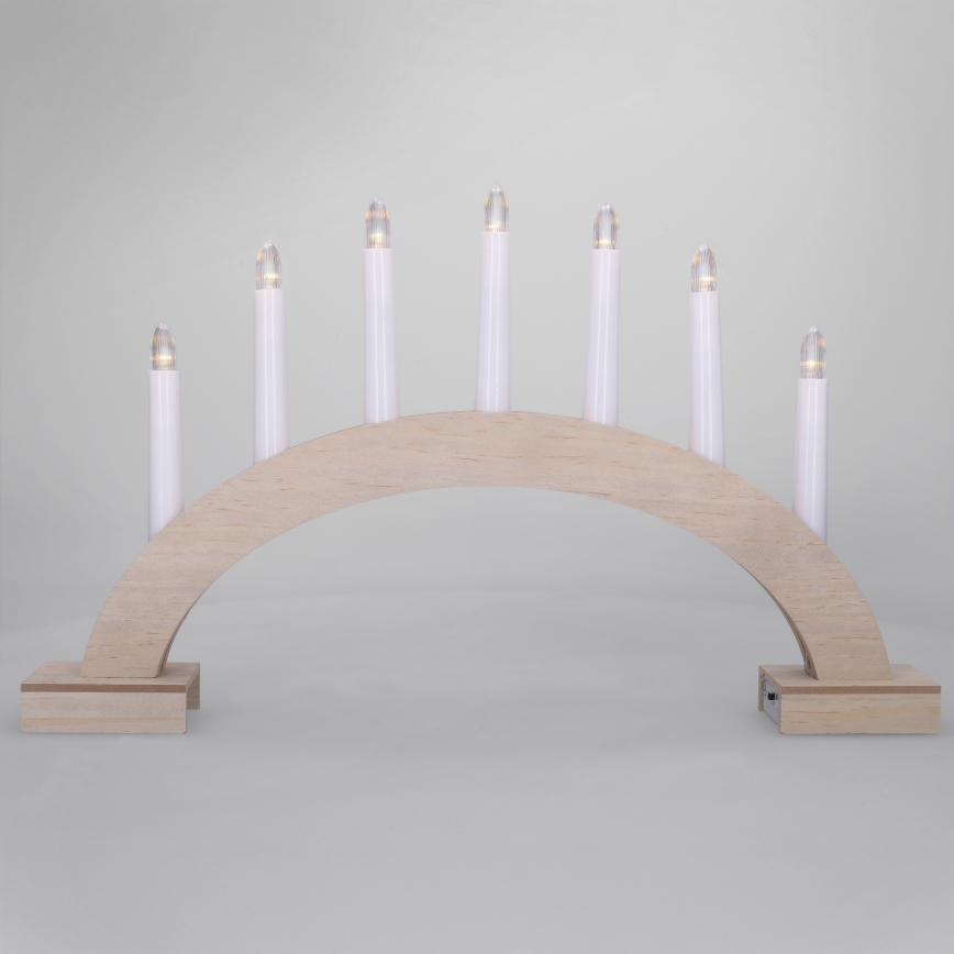 BRILAGI - Candeliere natalizio a LED 7xLED/2xAA beige/bianco