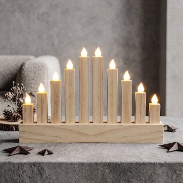 BRILAGI - Candeliere natalizio in legno con 10 LED/2xAA
