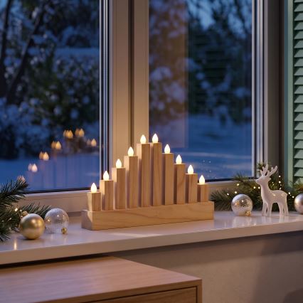 BRILAGI - Candeliere natalizio in legno con 10 LED/2xAA