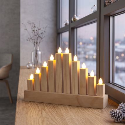 BRILAGI - Candeliere natalizio in legno con 10 LED/2xAA