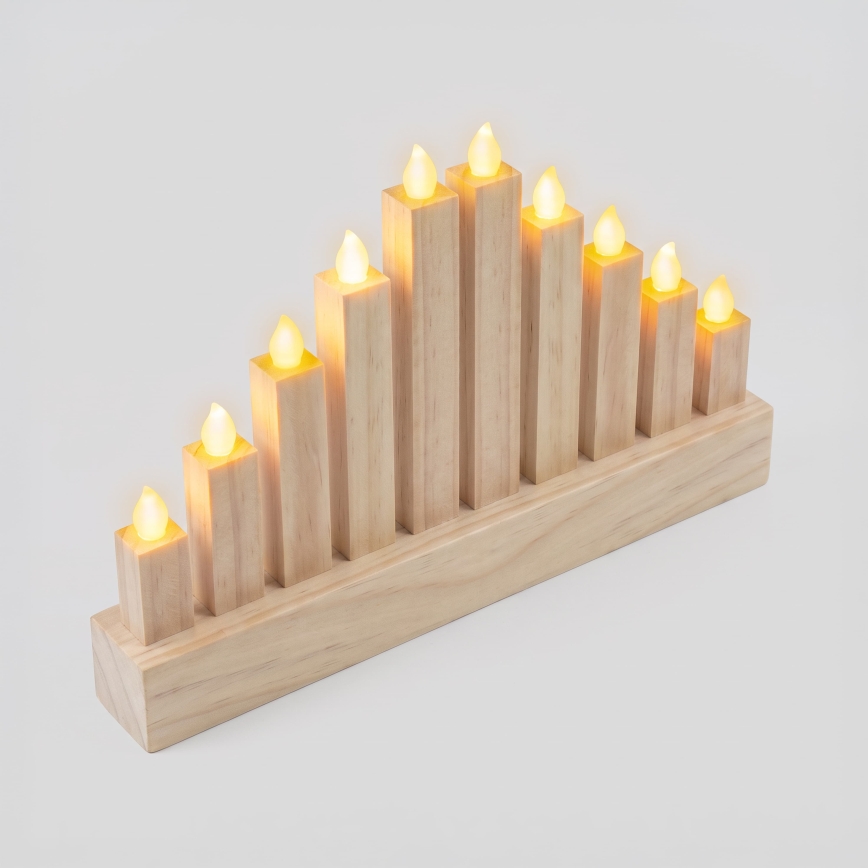 BRILAGI - Candeliere natalizio in legno con 10 LED/2xAA