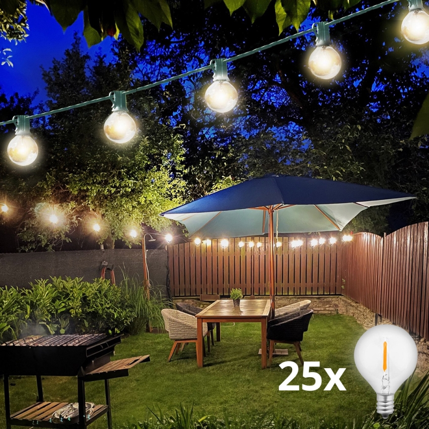 Brilagi - Catena decorativa da esterno LED GHIRLANDA 25xE12 20m verde IP44 bianco caldo