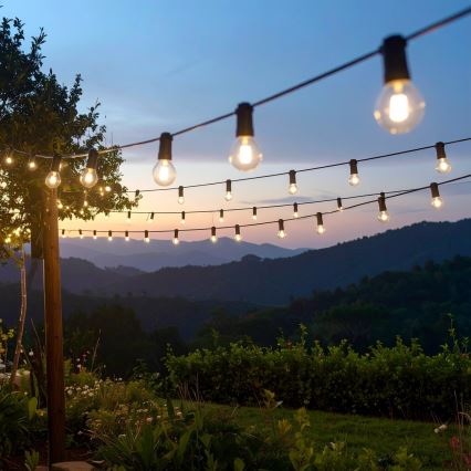 Brilagi - Catena decorativa LED per esterni GIRLANDA 25xE12/0,6W/230V 20m nera IP44 bianco caldo + telecomando