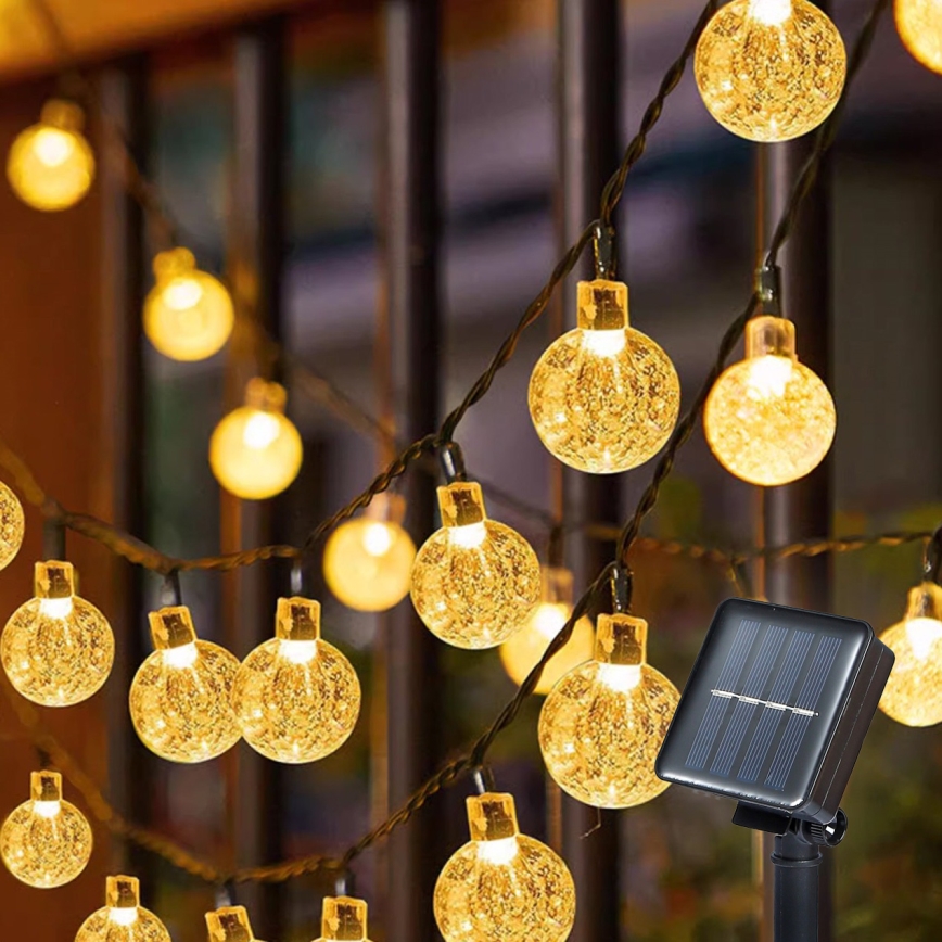 Brilagi- Catena decorativa solare a LED BUBBLE 200xLED/8 funzioni 20m IP65 bianco caldo