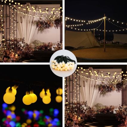 Brilagi - Catena decorativa solare a LED BUBBLE, 50 LED, 8 funzioni, 7 m, IP65, bianco caldo, 600 mAh