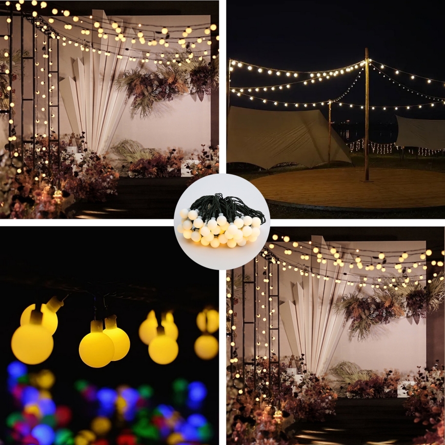 Brilagi - Catena decorativa solare a LED BUBBLE, 50 LED, 8 funzioni, 7 m, IP65, bianco caldo, 600 mAh