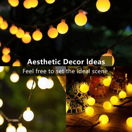 Brilagi - Catena decorativa solare a LED BUBBLE, 50 LED, 8 funzioni, 7 m, IP65, bianco caldo, 600 mAh