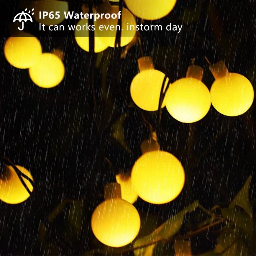 Brilagi - Catena decorativa solare a LED BUBBLE, 50 LED, 8 funzioni, 7 m, IP65, bianco caldo, 600 mAh