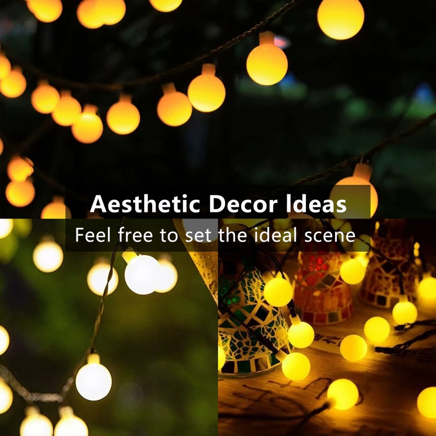Brilagi - Catena decorativa solare a LED BUBBLE 50xLED/8 funzioni 7m IP65 bianco caldo 600 mAh