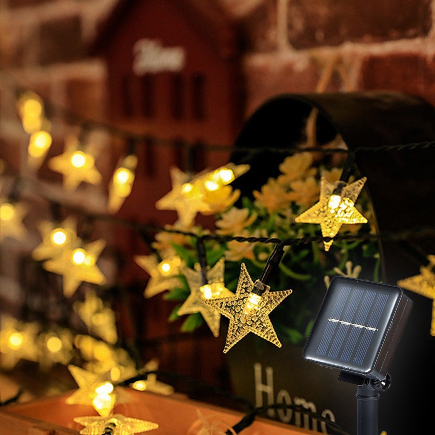 Brilagi - Catena decorativa solare a LED STARS 50xLED/8 funzioni 7m IP65 bianco caldo 600 mAh