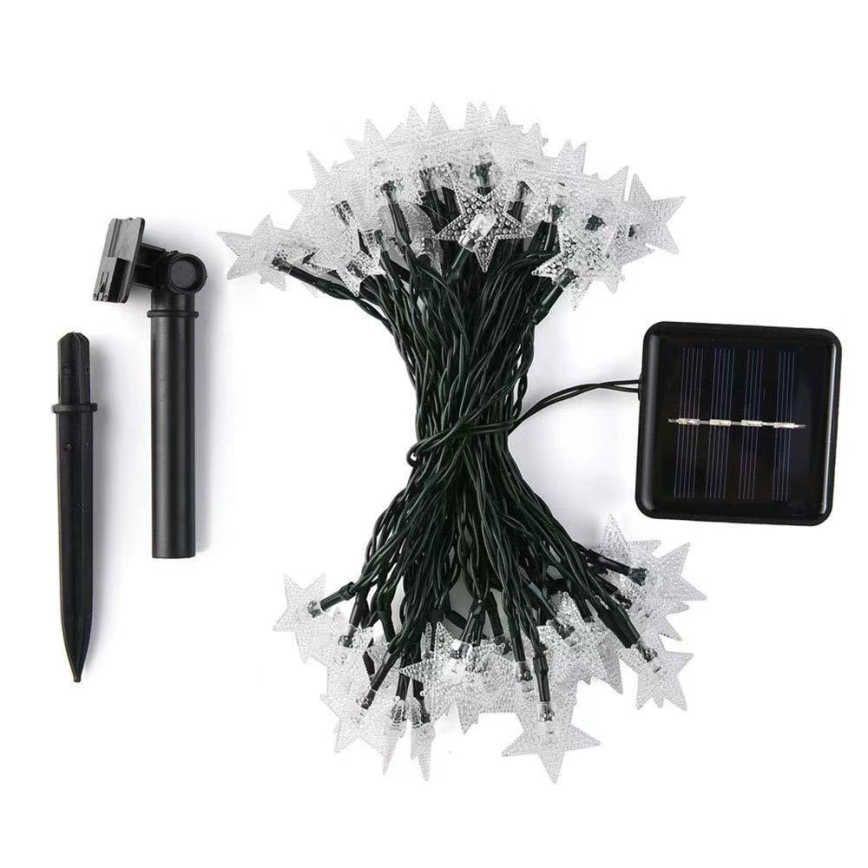Brilagi - Catena decorativa solare a LED STARS 50xLED/8 funzioni 7m IP65 bianco caldo