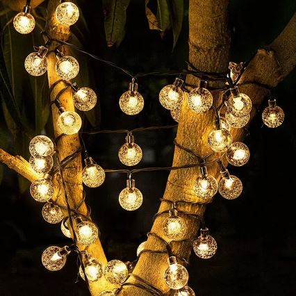 Brilagi - Ghirlanda solare decorativa a LED BUBBLE 200 LED/8 funzioni 20m IP65 bianco caldo 800 mAh