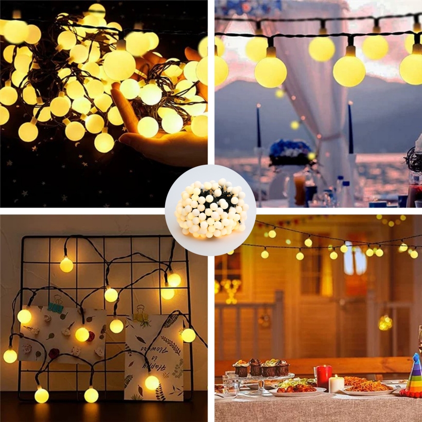 BRILAGI - Catena luminosa solare LED decorativa BUBBLE 200 LED / 8 funzioni, 20 m, IP65, bianco caldo, 800 mAh