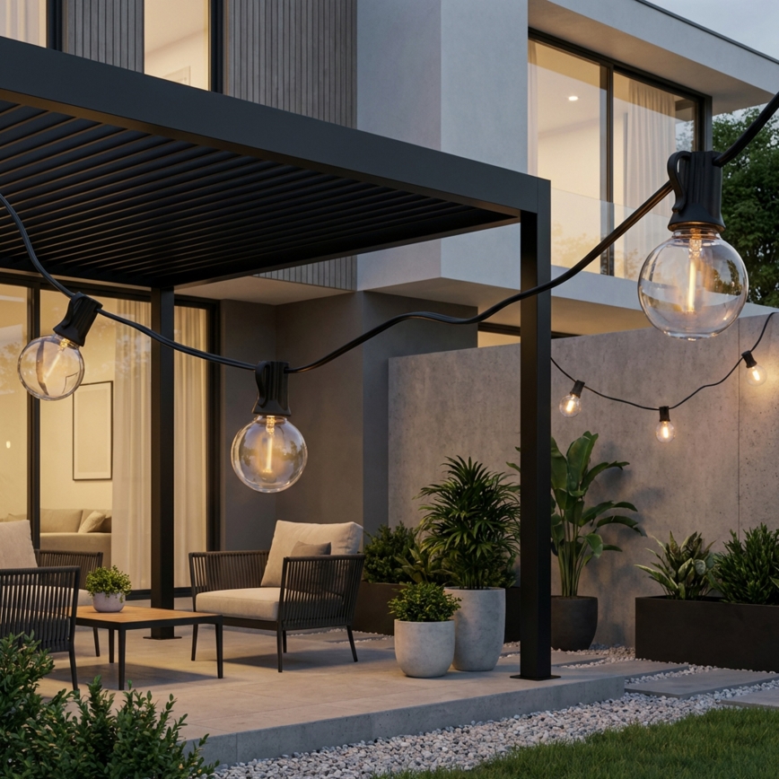 Brilagi - Ghirlanda decorativa LED per esterni 10xE12/0,6W/230V, 8 m, nero, IP44, bianco caldo