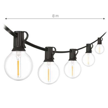 Brilagi - Ghirlanda decorativa LED per esterni 10xE12/0,6W/230V, 8 m, nero, IP44, bianco caldo