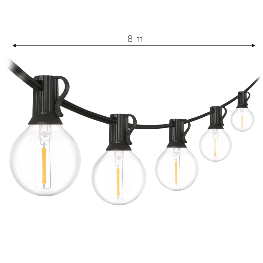 Brilagi - Ghirlanda decorativa LED per esterni 10xE12/0,6W/230V, 8 m, nero, IP44, bianco caldo