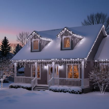 Brilagi - Catena luminosa LED per esterni 200 LED/8 funzioni 13m IP44 bianco freddo effetto stalattite