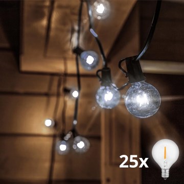 Brilagi - Catena luminosa decorativa LED per esterni GIRLANDA 25xE12/0,8W/24V 20m IP44 bianco freddo