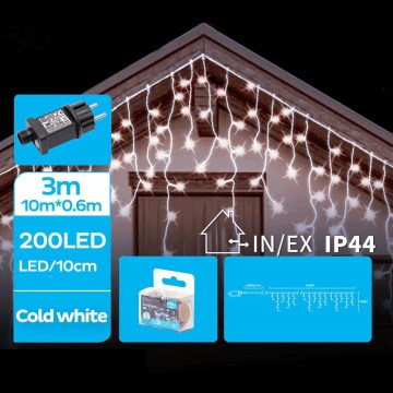 Brilagi - Catena luminosa LED da esterno 200 LED / 8 funzioni 13x0,6 m IP44 bianco freddo