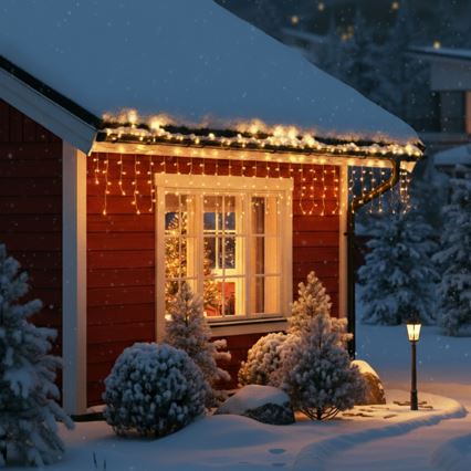Brilagi - Catena luminosa LED da esterno 200 LED/8 funzioni 13 m IP44 bianco caldo effetto stalattite