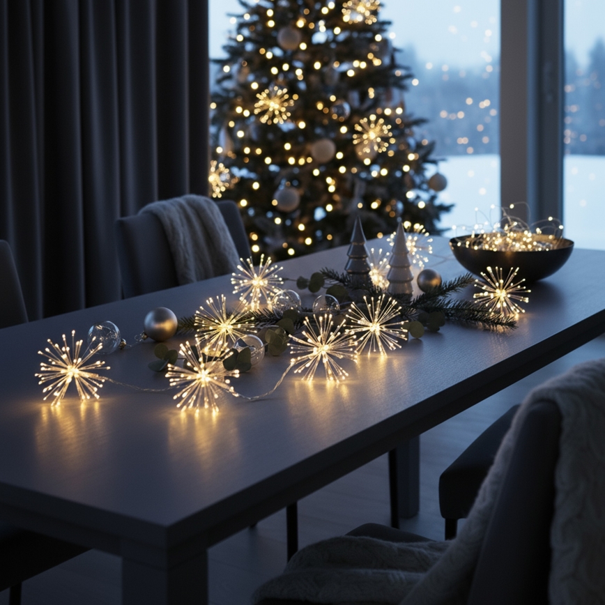 Brilagi - Catena luminosa LED per esterni 150 LED, 5 m, IP44, bianco caldo, effetto fuochi d'artificio