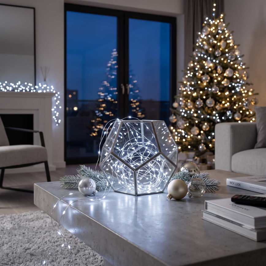 Brilagi - Catena luminosa LED per Natale 100xLED/3xAA 10m bianco freddo