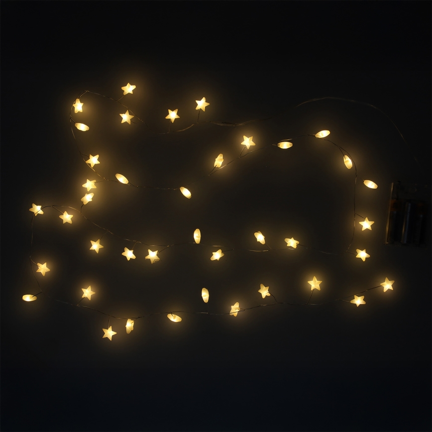 Brilagi - Catena luminosa natalizia a LED 40xLED/3xAA 1,8m bianco caldo stelle