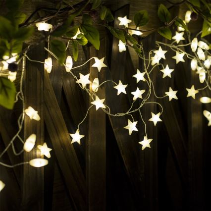Brilagi - Catena luminosa natalizia a LED 40xLED/3xAA 1,8m bianco caldo stelle