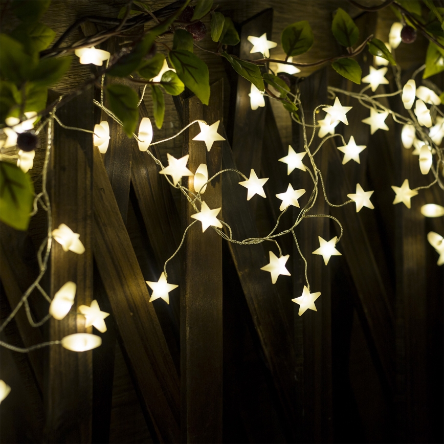 Brilagi - Catena luminosa natalizia a LED 40xLED/3xAA 1,8m bianco caldo stelle