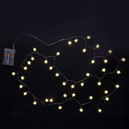 Brilagi - Catena luminosa natalizia a LED 40xLED/3xAA 1,8m bianco caldo stelle