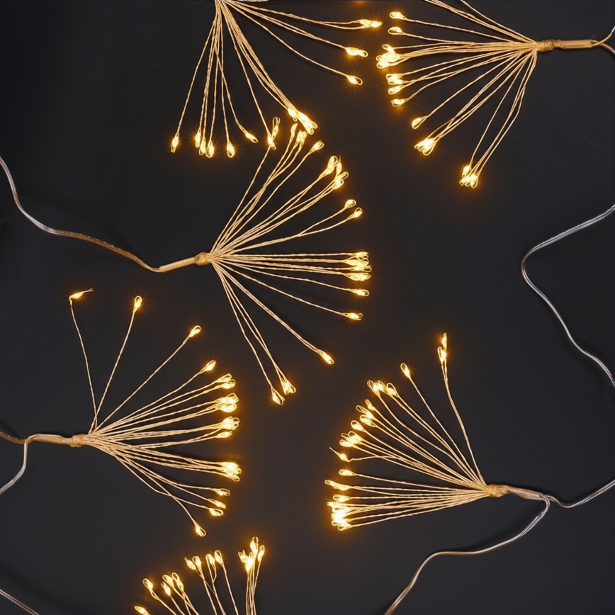 Brilagi - Catena luminosa natalizia a LED per esterni 150 LED 5 m IP44 bianco caldo effetto fuochi d'artificio