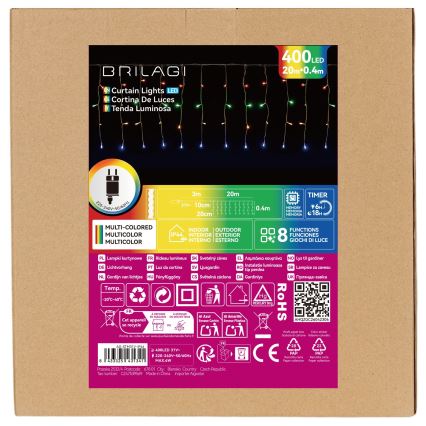 BRILAGI - Catena luminosa natalizia a LED per esterni 400xLED/6W/8 funzioni 23x0,4m IP44 multicolore