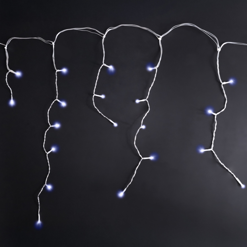 Brilagi - Catena luminosa natalizia LED da esterno 200 LED/8 funzioni 13m IP44 bianco freddo effetto ghiacciolo