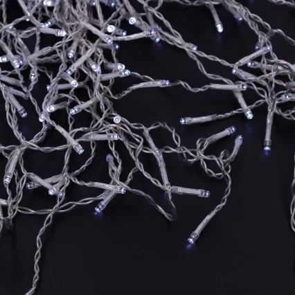 Brilagi - Catena luminosa natalizia LED da esterno 200 LED/8 funzioni 13m IP44 bianco freddo effetto ghiacciolo