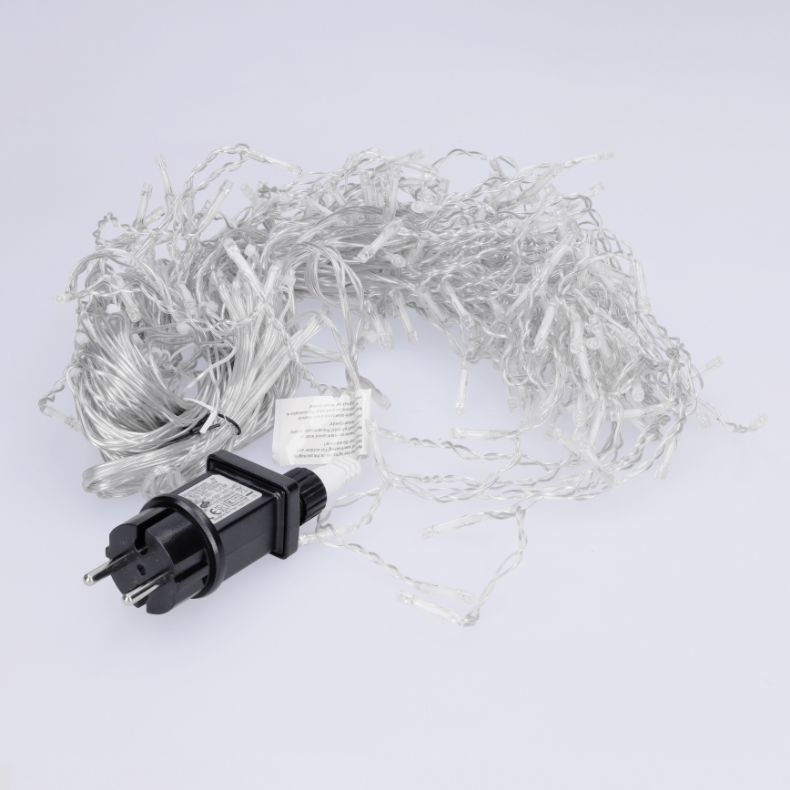 Brilagi - Catena luminosa natalizia LED da esterno 200 LED/8 funzioni 13m IP44 bianco freddo effetto ghiacciolo