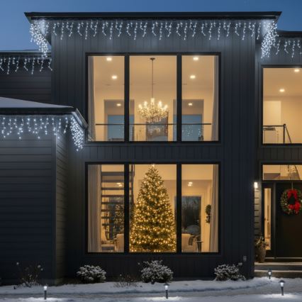 Brilagi - Catena luminosa natalizia LED per esterni 400 LED/8 funzioni 23 m IP44 bianco freddo