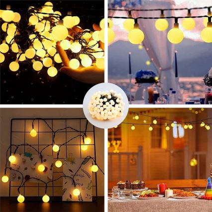 Brilagi - Catena luminosa decorativa solare BUBBLE, 200 LED/8 funzioni, 20 m, IP65, bianco caldo, 800 mAh