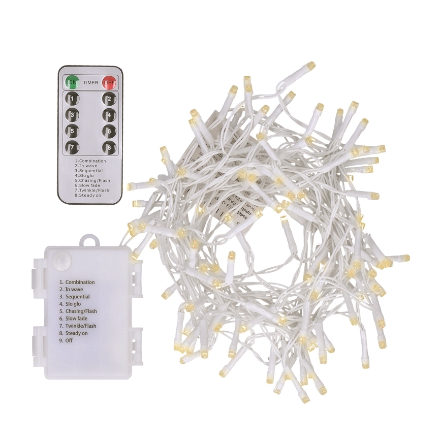 Brilagi - Catena natalizia LED da esterno 120xLED/8 funzioni/3xAA 9,5m bianco IP44 bianco caldo + telecomando