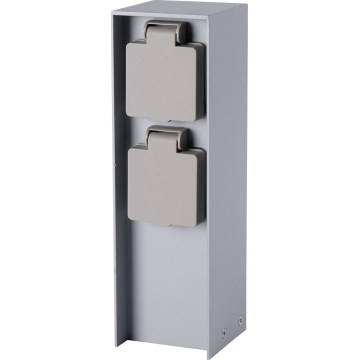 Brilagi - Colonna portaprese da esterno PILLAR 2Z SCHUKO 230V IP44 argento