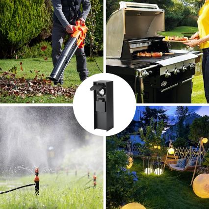 Brilagi - Colonna prese da esterno PILLAR, 2 prese Schuko, 230 V, IP44, nera